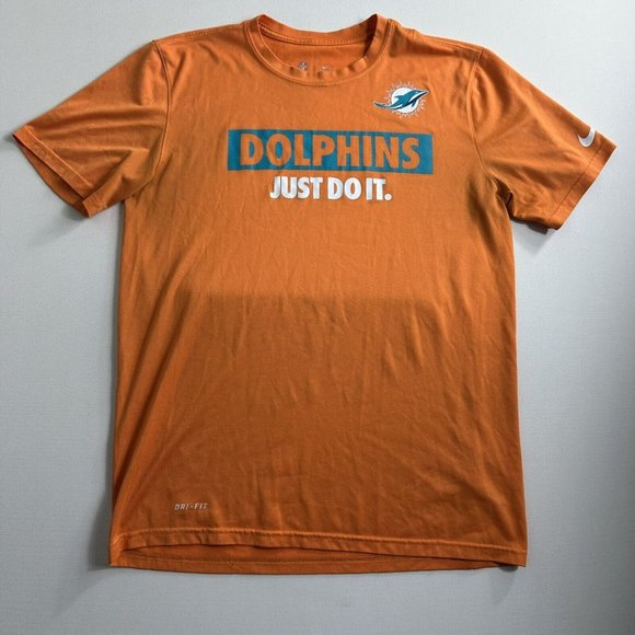 Nike Miami Dolphins T Shirt Size Men Medium Team Apparel Orange Short Sleeve Gym - Picture 1 of 9